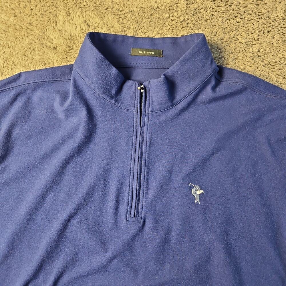 Turtleson Mens Navy Blue Quarter Zip Pullover Long Sleeve Mock Neck Sweater L